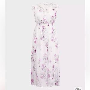 Torrid White and Purple Floral Maxi Dress